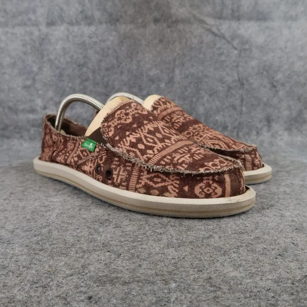 Sanuk Shoes Womens 9 Casual Slip On Flats Johanna Woven Flannel Loafer Comfort